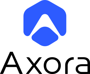 Axora stacked blue and black logo